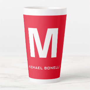 Trendy stylische rote weiße Monogramm Ihren Namen Milchtasse