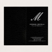 Trendy stylische Schwarz-Weiß-Kalligraphie-Monogra Visitenkarten (Außenseite Aufgefaltet)