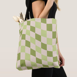 Trendy Stylisches Retro Green Checkered Pattern Tasche