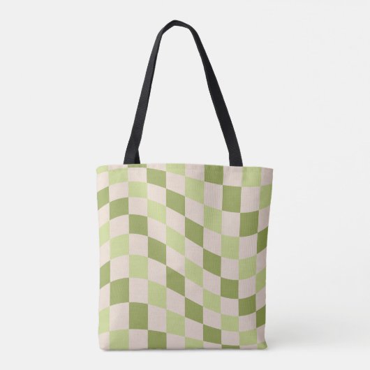 Trendy Stylisches Retro Green Checkered Pattern Tasche (Rückseite)