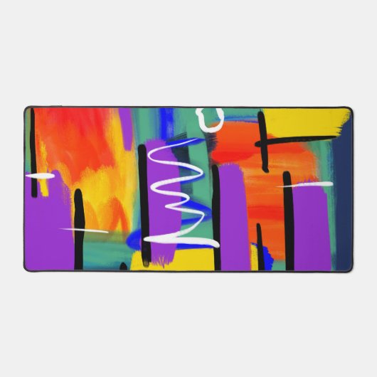 Trendy Stylish Abstrakte Kunstwerk Rainbow Schreibtischunterlage (Vorderseite)