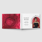 Trendy Stylish Arch Foto Quinceanera Gästebuch (Voll)