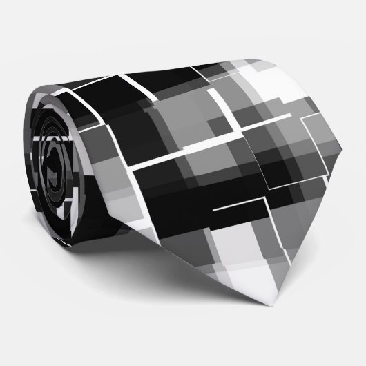 Trendy Stylish Black Gray White Pattern Krawatte (Gerollt)