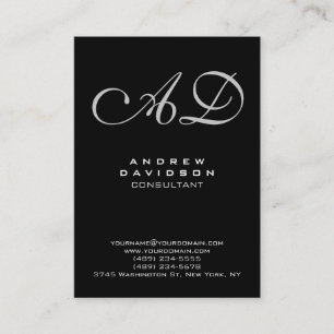 Trendy Stylish Black Monogram Business Card Visitenkarte