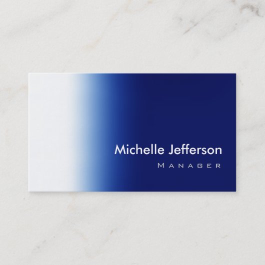 Trendy Stylish Blue White Business Card Visitenkarte (Vorderseite)