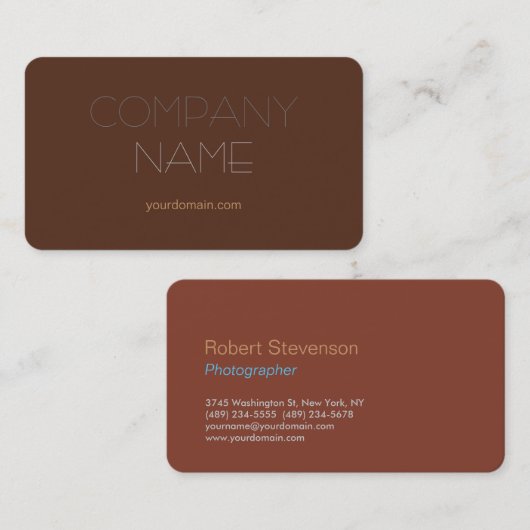 Trendy Stylish Brown Company Name Visitenkarte (Vorne/Hinten)