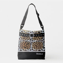Trendy Stylish Brown White Black Leopard Custom Tragetaschen Mit Langen Trägern