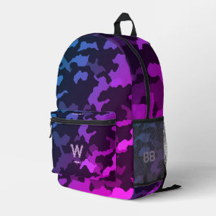Trendy Stylish Camouflage Blue Lila School Bedruckter Rucksack