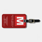 Trendy stylish dunkelrot, monogramm klassisch gepäckanhänger (Vorderseite horizontal)