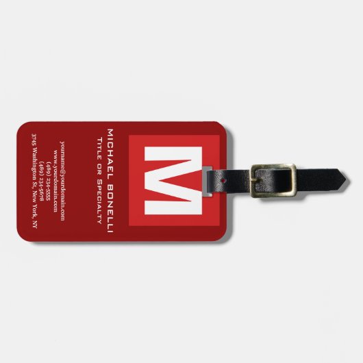 Trendy stylish dunkelrot, monogramm klassisch gepäckanhänger (Vorderseite horizontal)