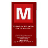 Trendy stylish dunkelrot, monogramm klassisch magnetische visitenkarte (Vorderseite Vertikal)