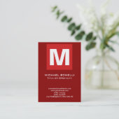 Trendy stylish dunkelrot, monogramm klassisch visitenkarte (Stehend Vorderseite)