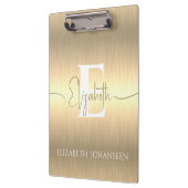 Trendy Stylish Gold Brushed Metallic Mit Monogramm Klemmbrett (Links)