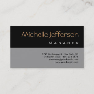 Trendy Stylish Gray Black Manager Business Card Visitenkarte