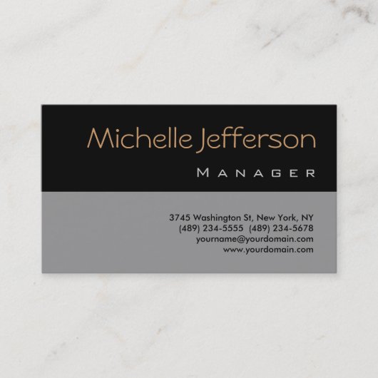 Trendy Stylish Gray Black Manager Business Card Visitenkarte (Vorderseite)