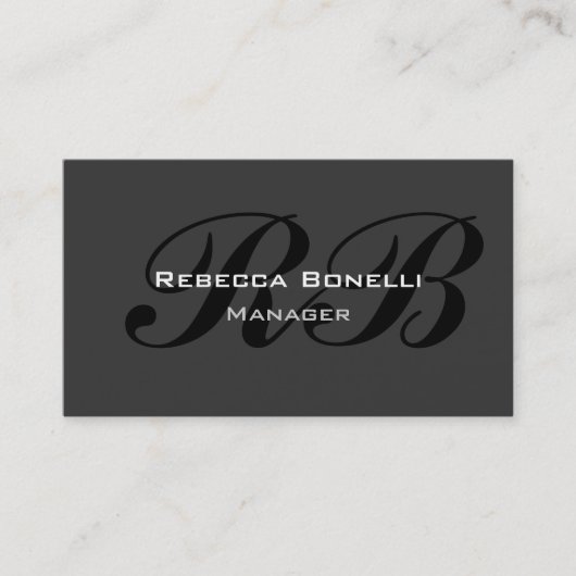 Trendy Stylish Gray Black Monogram Business Card Visitenkarte (Vorderseite)