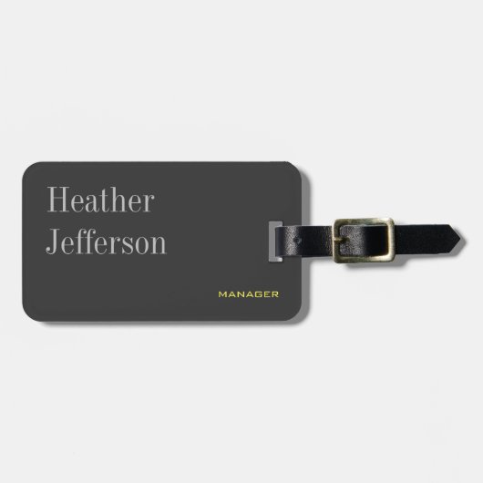 Trendy Stylish Gray Classical Minimalistisch Schli Gepäckanhänger (Vorderseite horizontal)