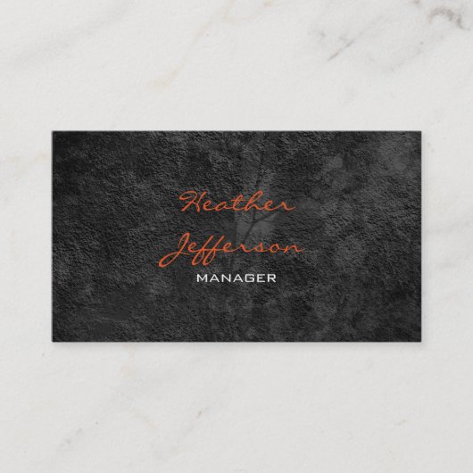 Trendy Stylish Gray Pattern Orange Script Manager Visitenkarte (Vorderseite)