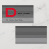 Trendy Stylish Gray Red Monogram Beruflich Visitenkarte (Vorne/Hinten)