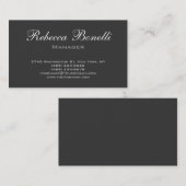 Trendy Stylish Gray Script Manager Business Card Visitenkarte (Vorne/Hinten)