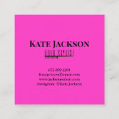 Trendy Stylish Hair Stylist Black & Pink Quadratische Visitenkarte (Rückseite)
