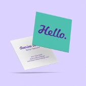 Trendy Stylish Hello Blue & Lila Lässiges Script Quadratische Visitenkarte