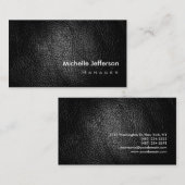 Trendy Stylish Leather Black Business Card Visitenkarte (Vorne/Hinten)