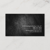 Trendy Stylish Leather Black Business Card Visitenkarte (Rückseite)