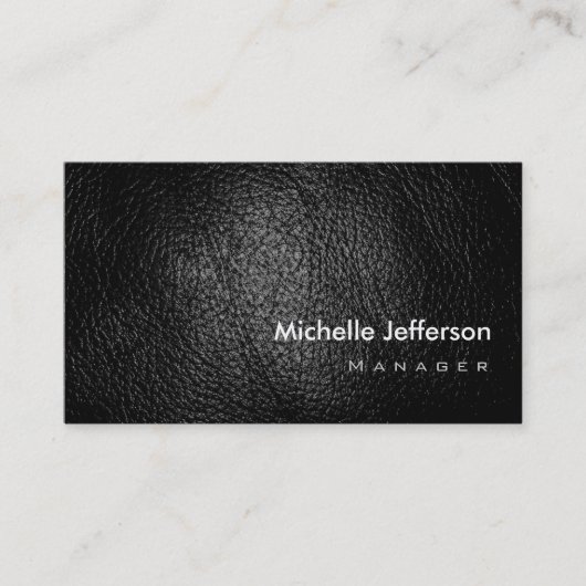 Trendy Stylish Leather Black Business Card Visitenkarte (Vorderseite)