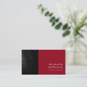 Trendy Stylish Leather Carmine Red Business Card Visitenkarte (Stehend Vorderseite)