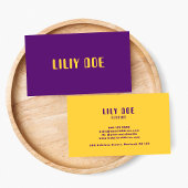 Trendy Stylish Lila & gelb Mustard Typografie Visitenkarte