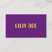 Trendy Stylish Lila & gelb Mustard Typografie Visitenkarte (Vorderseite)