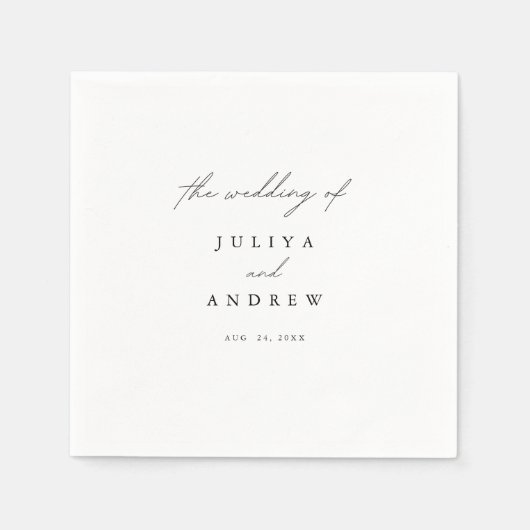 Trendy stylish Minimalistisch script wedding Serviette (Vorderseite)