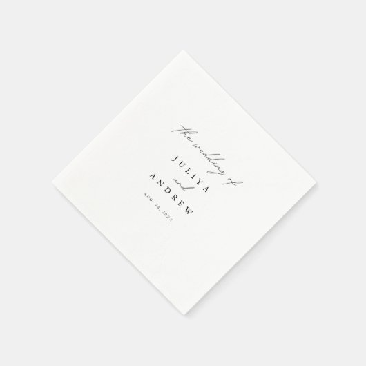 Trendy stylish Minimalistisch script wedding Serviette (Ecke)