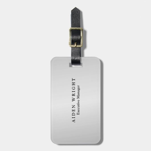 Trendy Stylish Modern Minimalistisch Silver Gray Gepäckanhänger (Vorderseite vertikal)