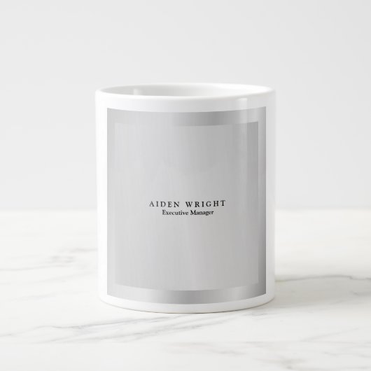 Trendy Stylish Modern Minimalistisch Silver Gray Jumbo-Tasse (Vorderseite)
