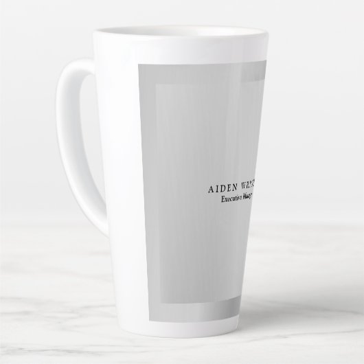 Trendy Stylish Modern Minimalistisch Silver Gray Milchtasse (Linke Ecke)