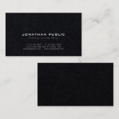 Trendy Stylish Modern Premium Black Luxe Schlicht Visitenkarte (Vorne/Hinten)