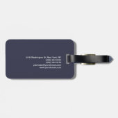 Trendy Stylish Monogram Dark Gray Blue Gepäckanhänger (Rückseite horizontal)