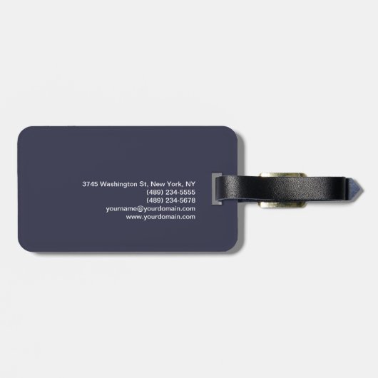 Trendy Stylish Monogram Dark Gray Blue Gepäckanhänger (Rückseite horizontal)