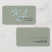Trendy Stylish Monogram Grey Blue Friseur Visitenkarte (Vorne/Hinten)