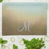 Trendy Stylish Monogram Ombre Blue Brown Geschirrtuch (Gefaltet)