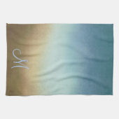 Trendy Stylish Monogram Ombre Blue Brown Geschirrtuch (Horizontal)