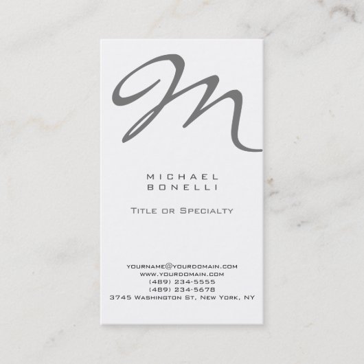 Trendy Stylish Monogram Standard Business Card Visitenkarte (Vorderseite)