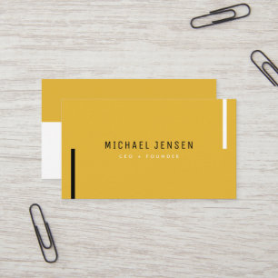 Trendy Stylish Mustard Yellow Moderner Minimal Visitenkarte
