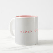 Trendy Stylish Name Minimalistisch Silver Gray Pin Zweifarbige Tasse (Vorderseite Links)