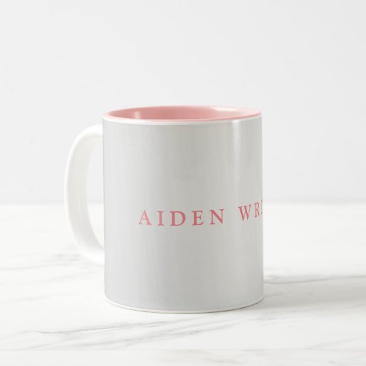 Trendy Stylish Name Minimalistisch Silver Gray Pin Zweifarbige Tasse (Vorderseite Links)