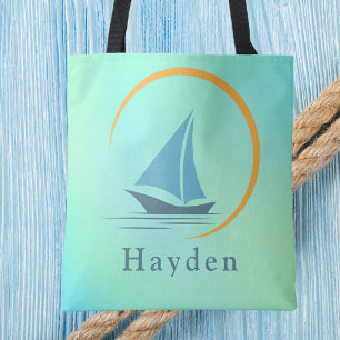 Trendy Stylish Nautical Sailboat Beach Tasche