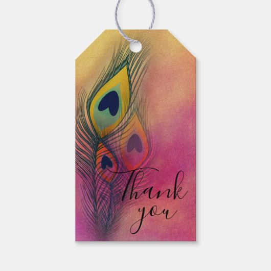 Trendy Stylish Peacock Feathers Vielen Dank Geschenkanhänger (Vorderseite)