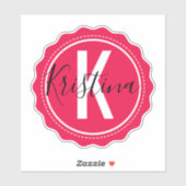 Trendy Stylish Pink Monogram Initial & Name Aufkleber (Blatt)